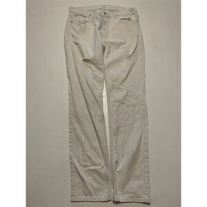 Hudson 34 x 34 SARTOR Slouchy Skinny DESTROYED White Cotton & Linen Denim Jeans‎